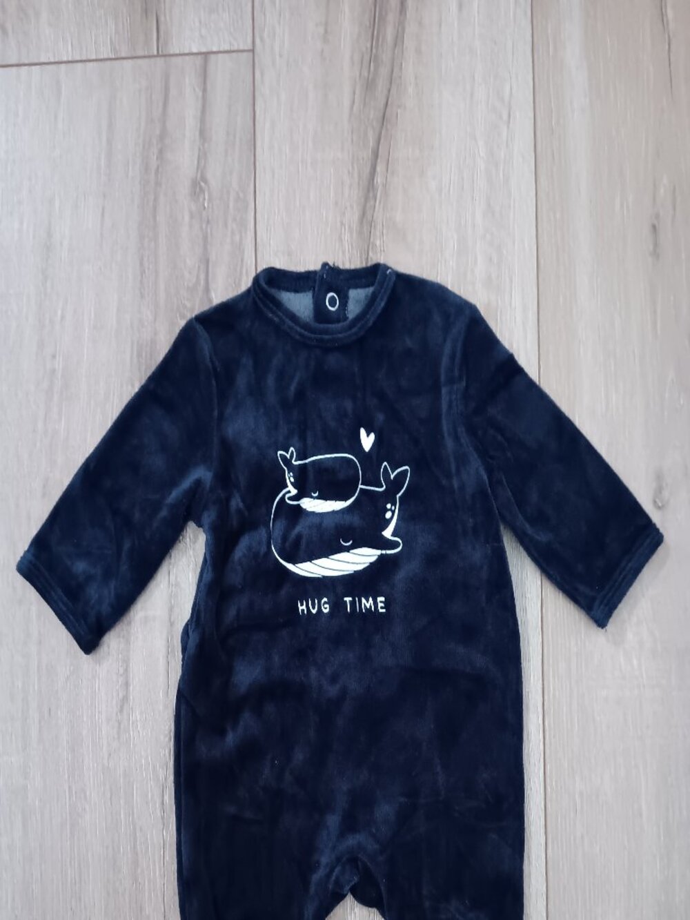 🔥4 for $20🔥Kiabi Baby Romper 1M 0-1 Month Navy Blue Velour Sleepsuit Footed